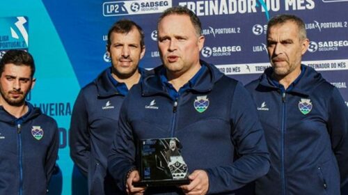 Marco Alves ao lado de Vítor Campelos no Chaves